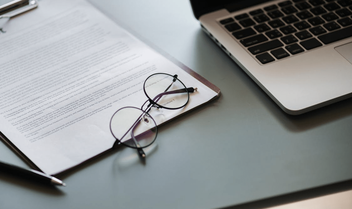 Image of documents on a desk.